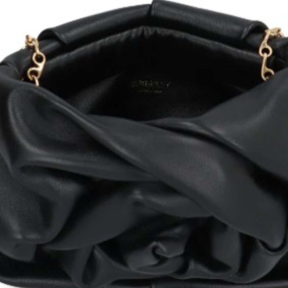 BURBERRY Black Rose Soft Leather Clutch Gold Chain & BURBERRY Dust Bag NWT - Picture 4 of 16